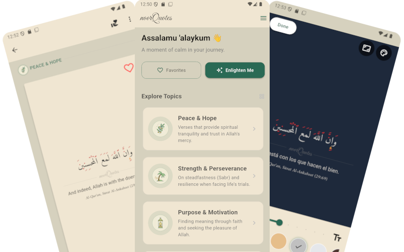 noorQuotes app showcase
